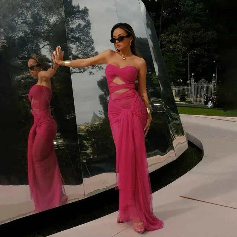 Pink Tube Sleeveless Maxi Dress