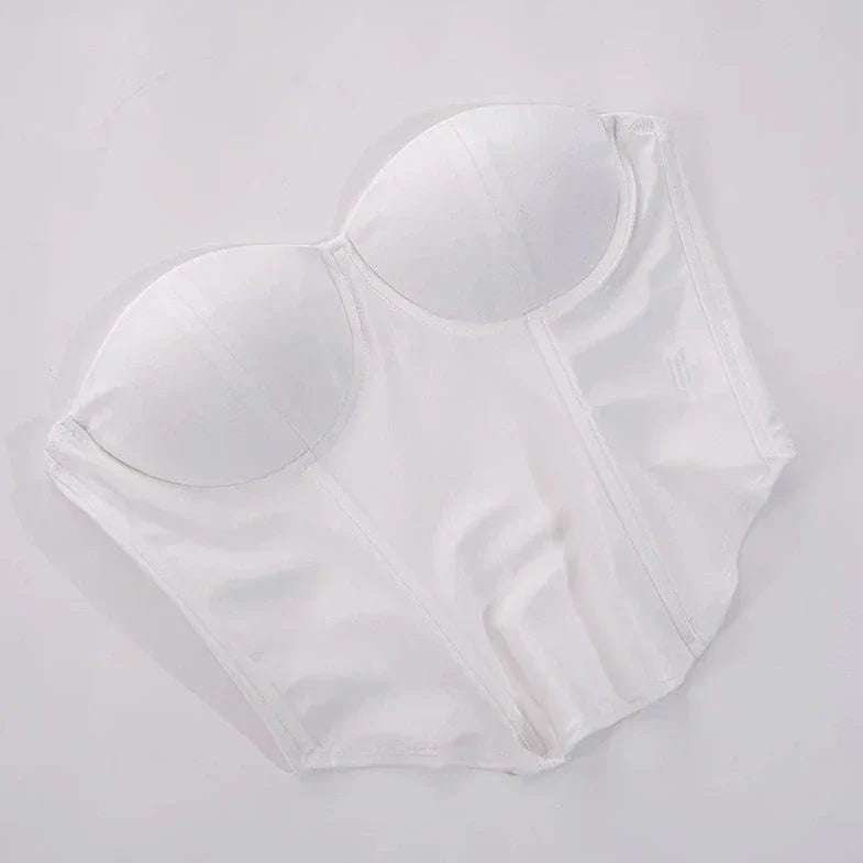 White Sleeveless Tube Corset Top
