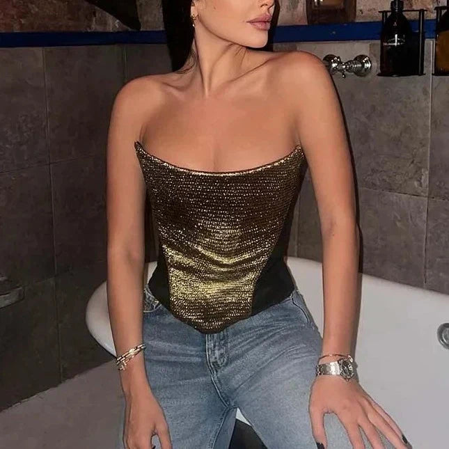 Colour Contrast Sleeveless Tube Top