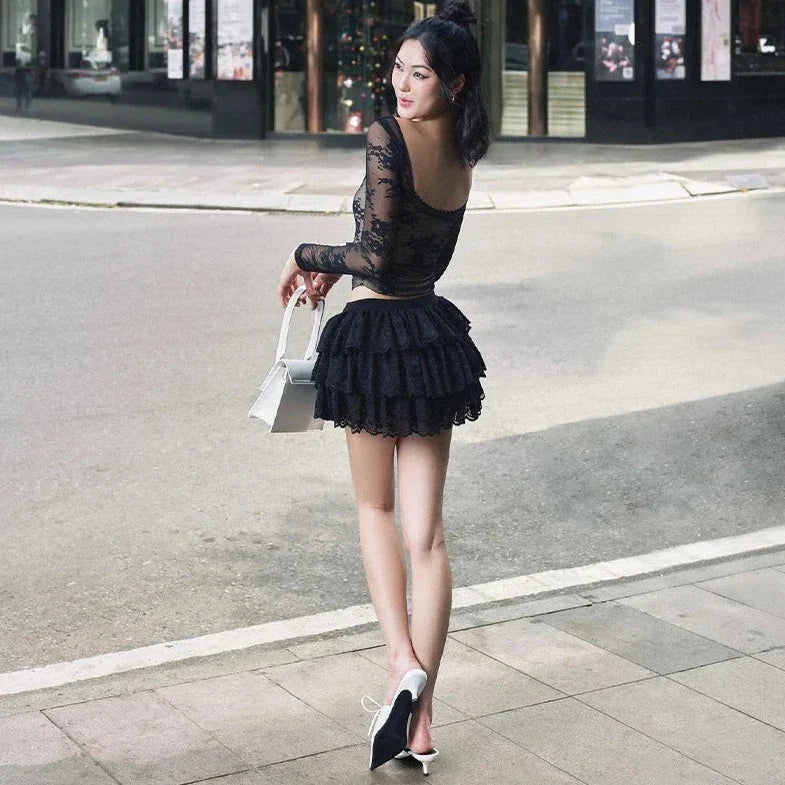 Long Sleeve Semi Sheer crop Top