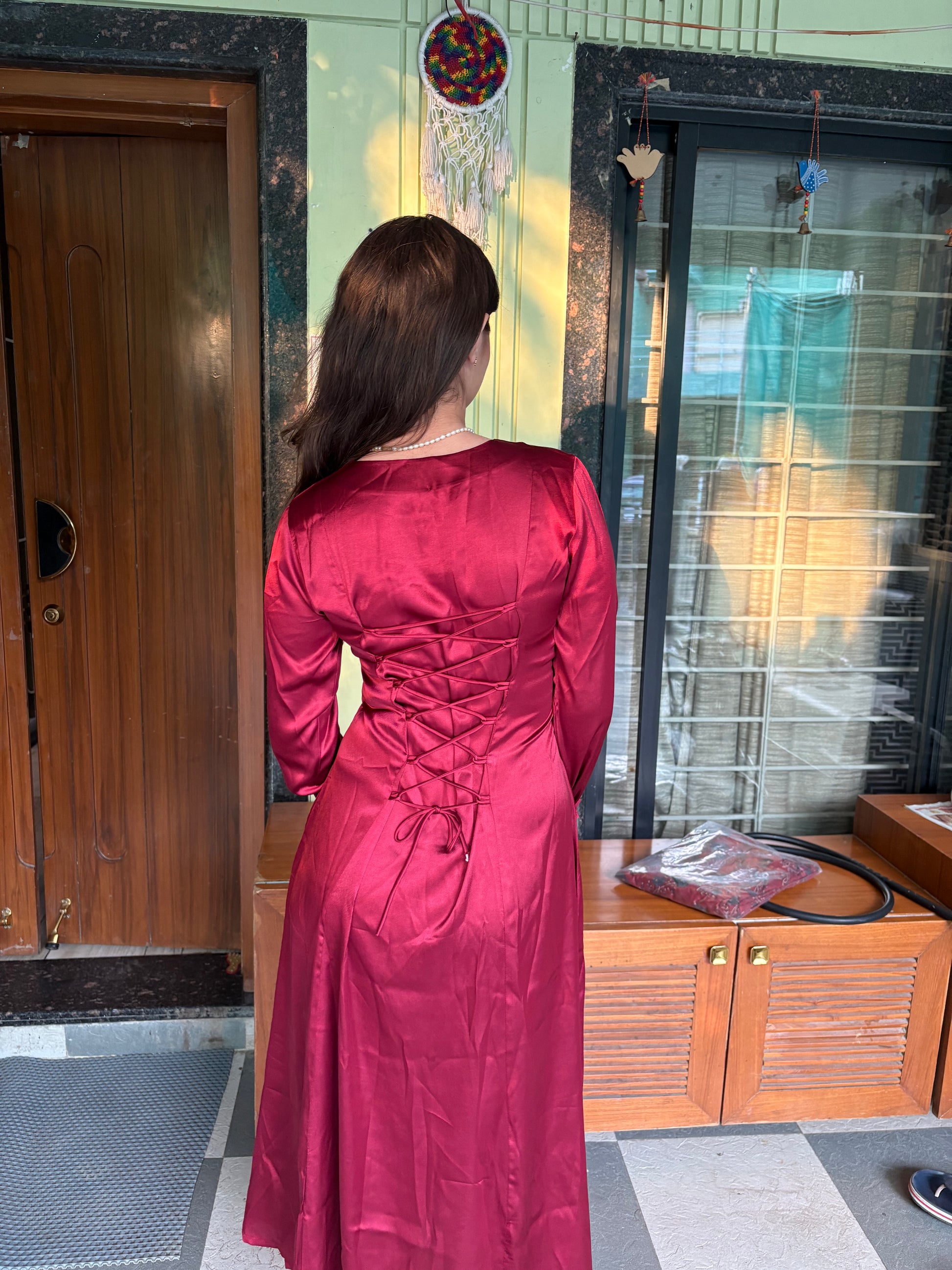 Rosé Rhythm Satin Dress