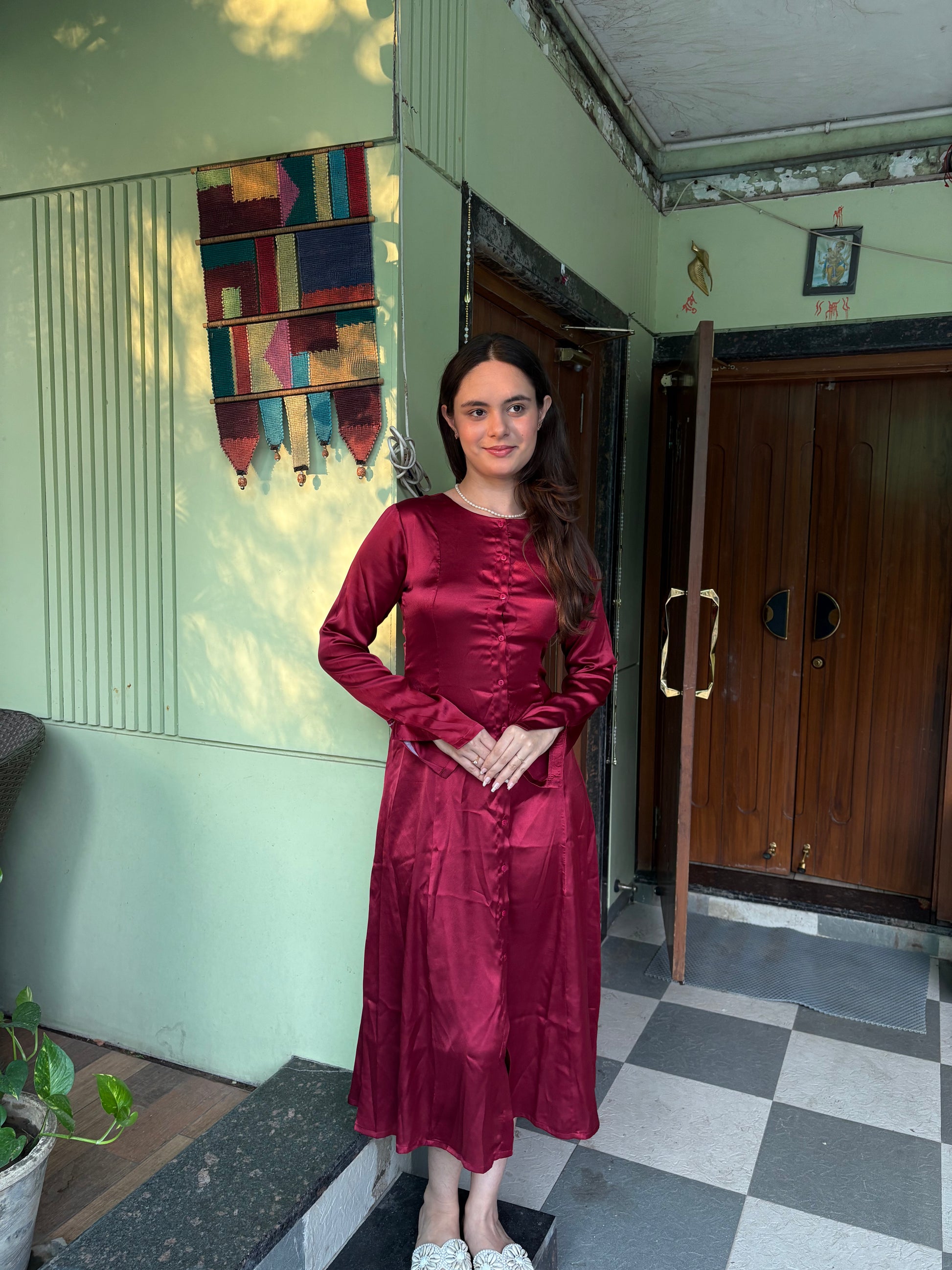 Rosé Rhythm Satin Dress