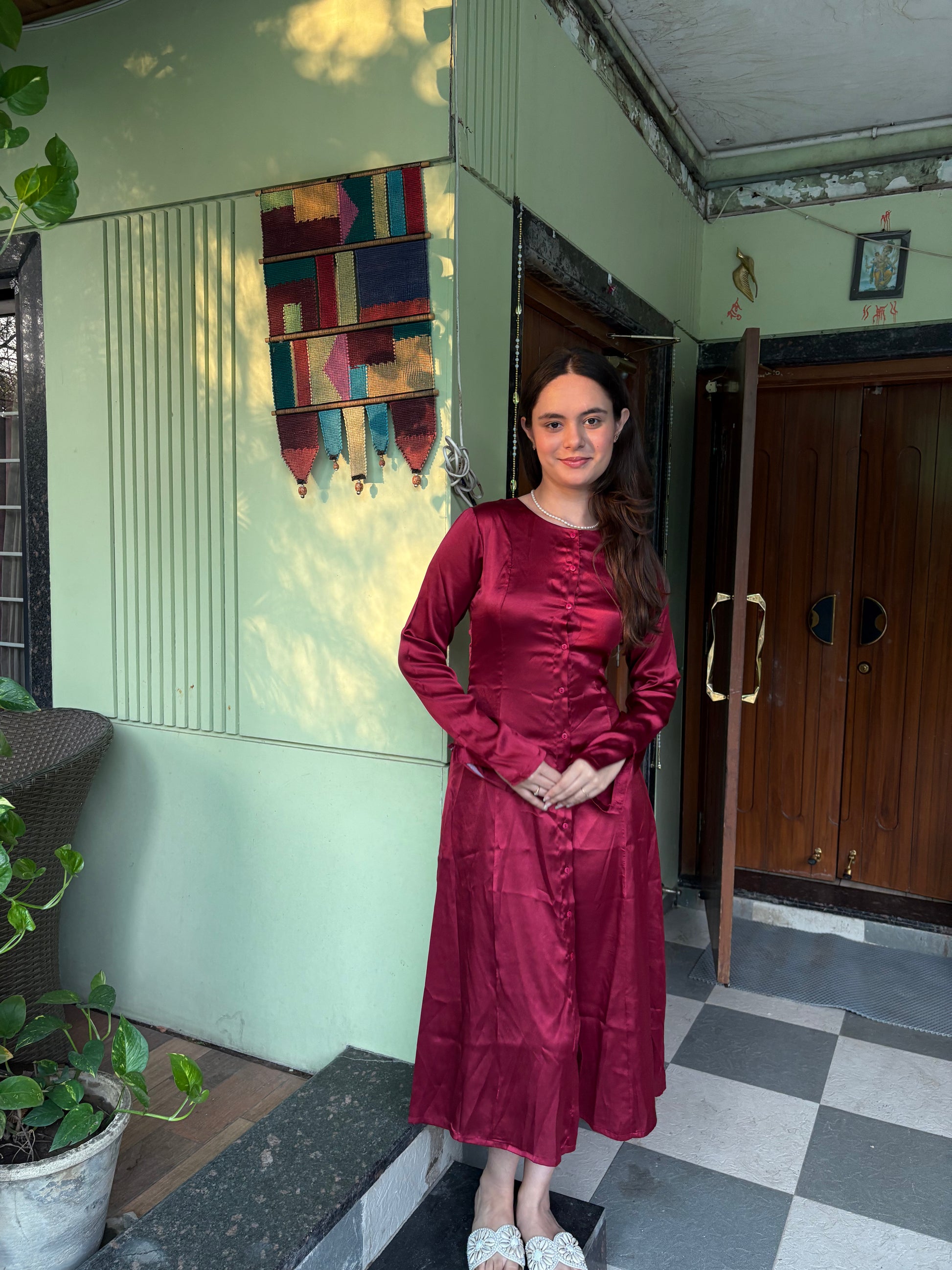 Rosé Rhythm Satin Dress