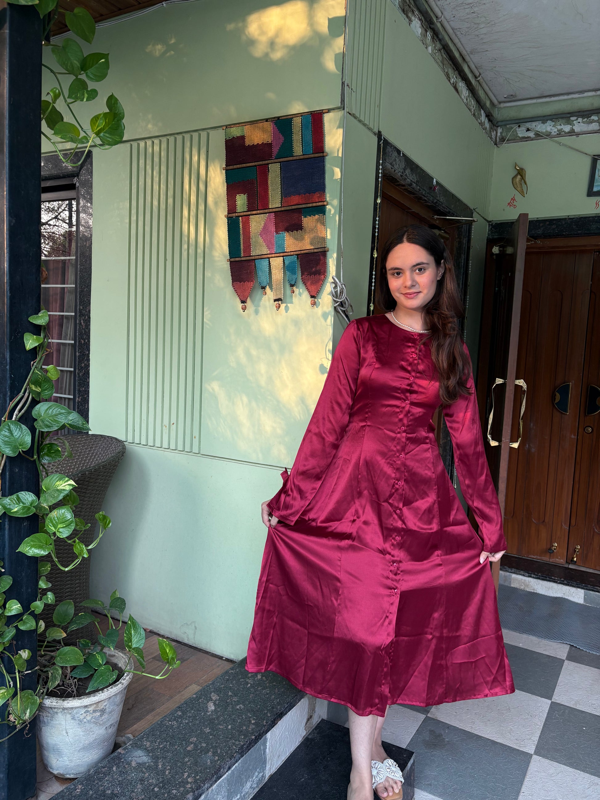 Rosé Rhythm Satin Dress