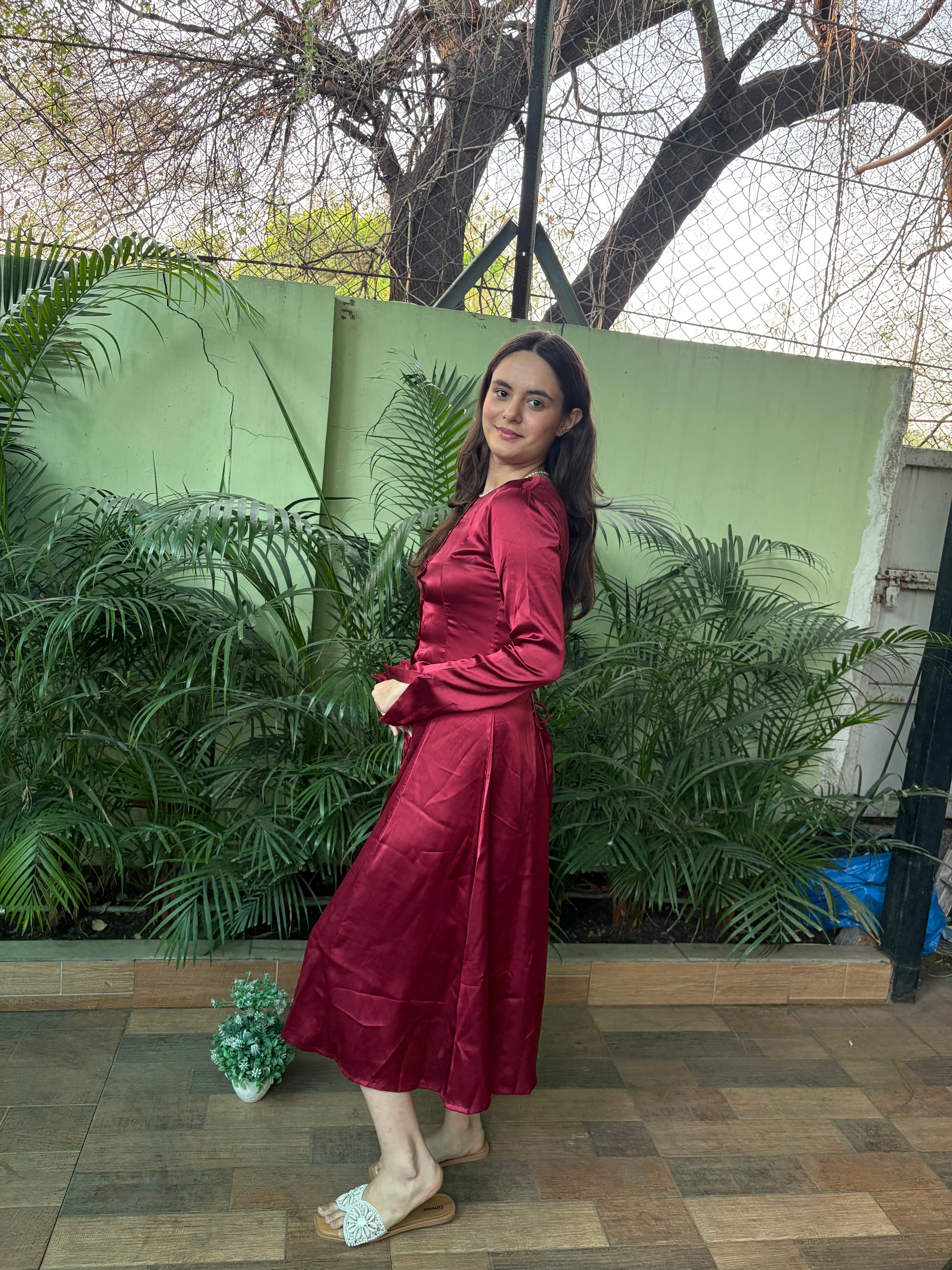 Rosé Rhythm Satin Dress