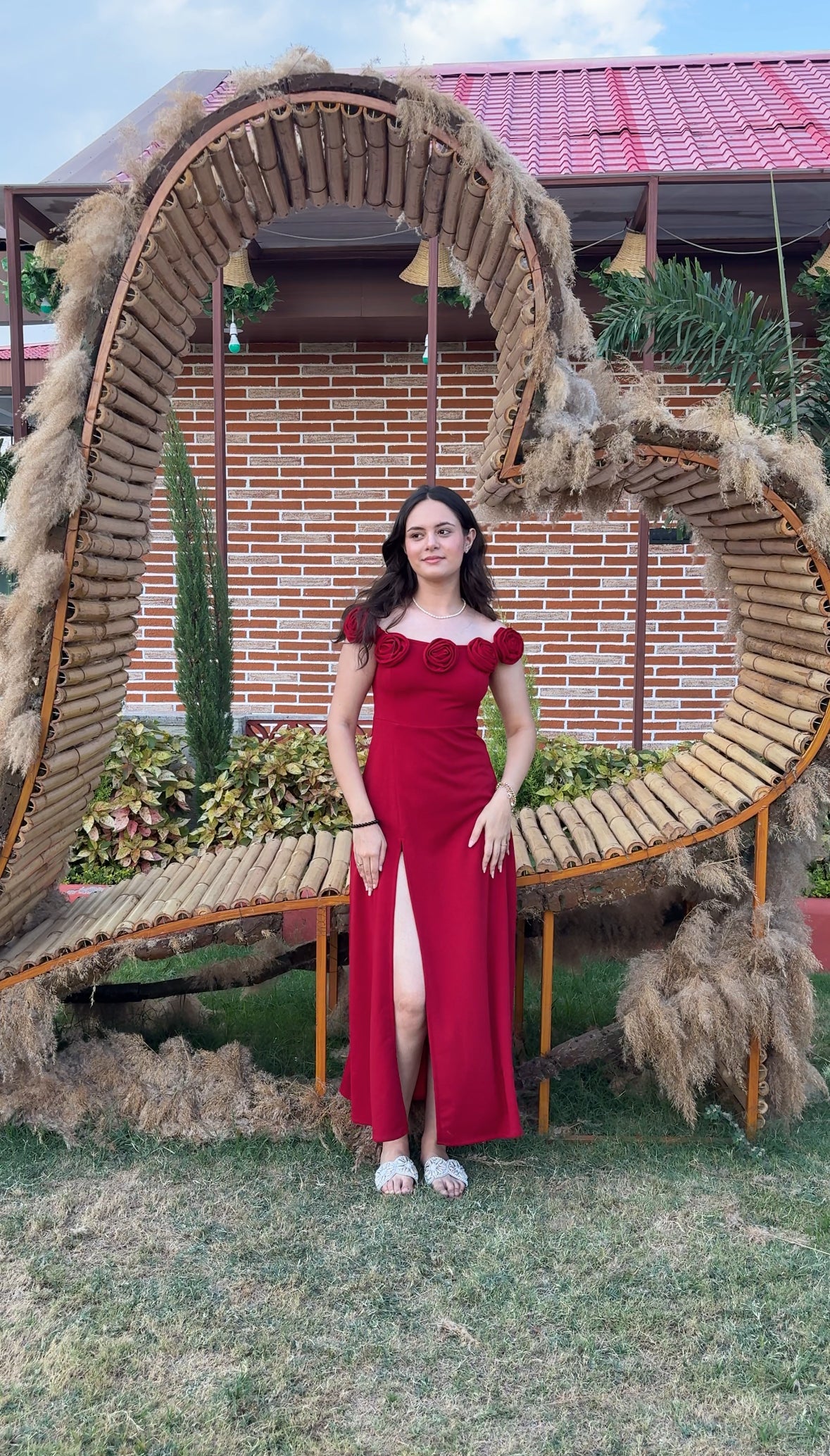 Petal Tease Red Slit Dress
