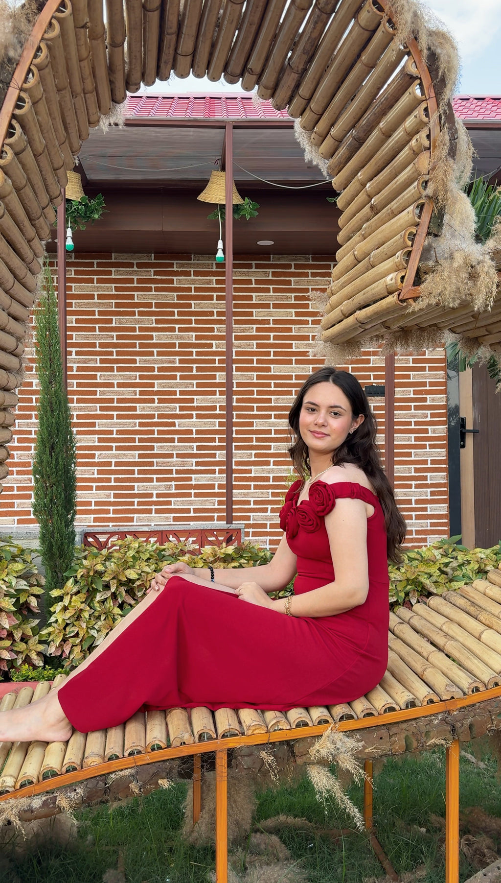 Petal Tease Red Slit Dress