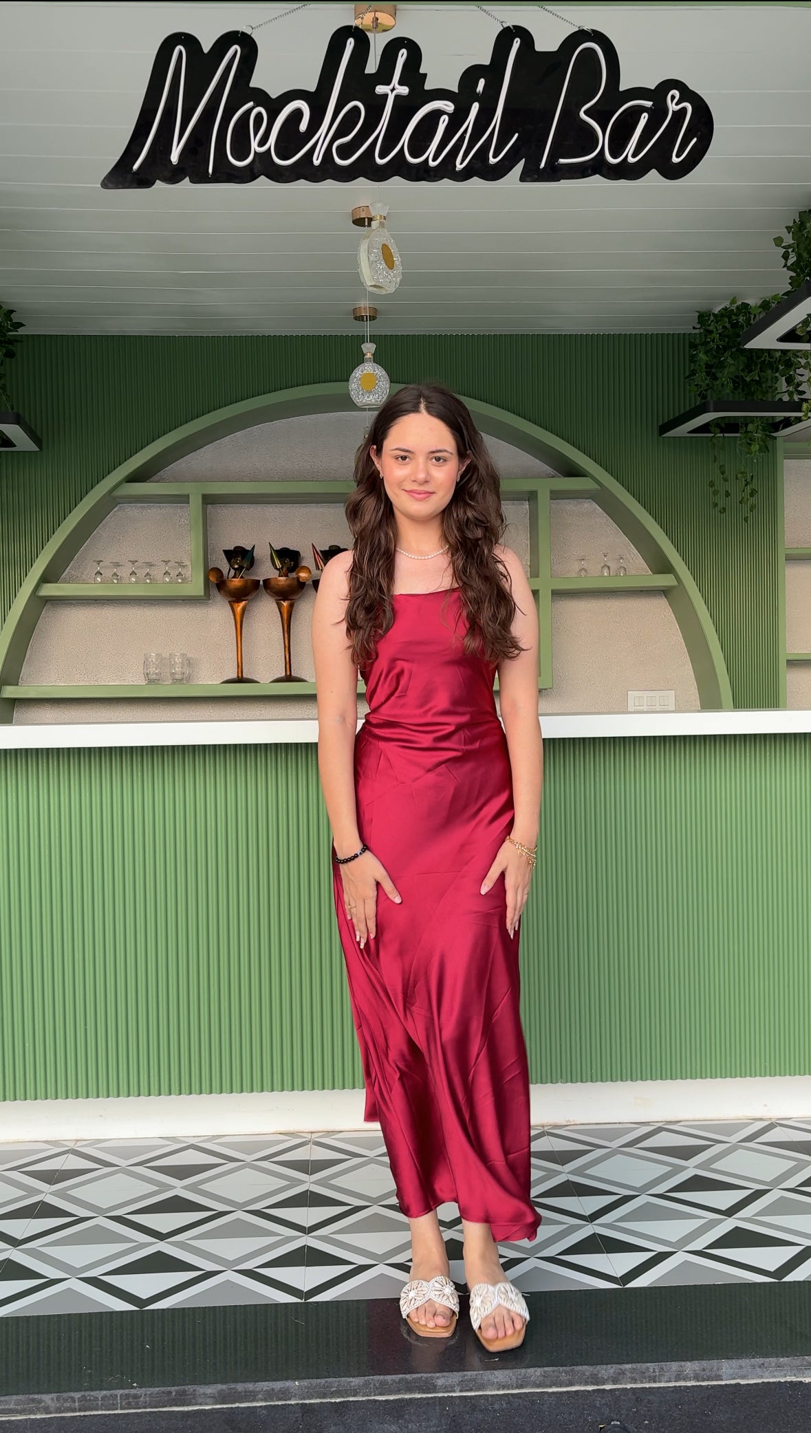 Maroon muse satin dress
