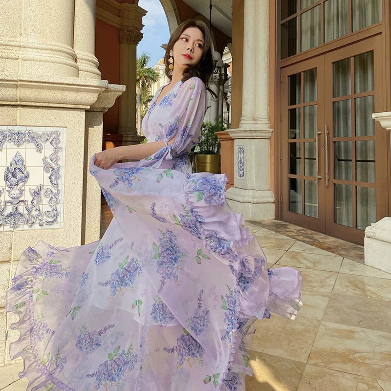 Flower Coast Big Swing Immortal Print Dress
