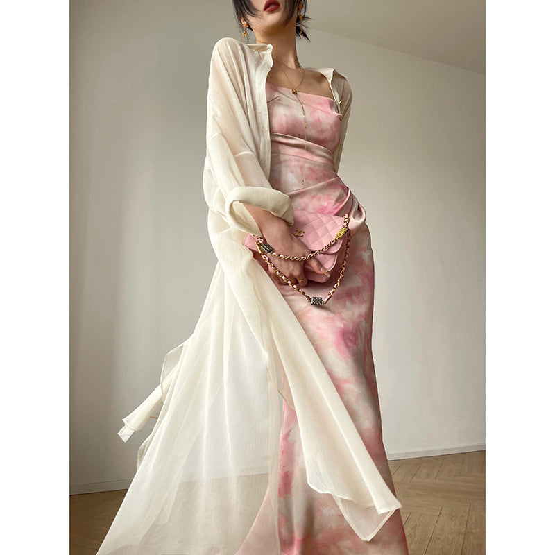 Pink Dress with Cardigan