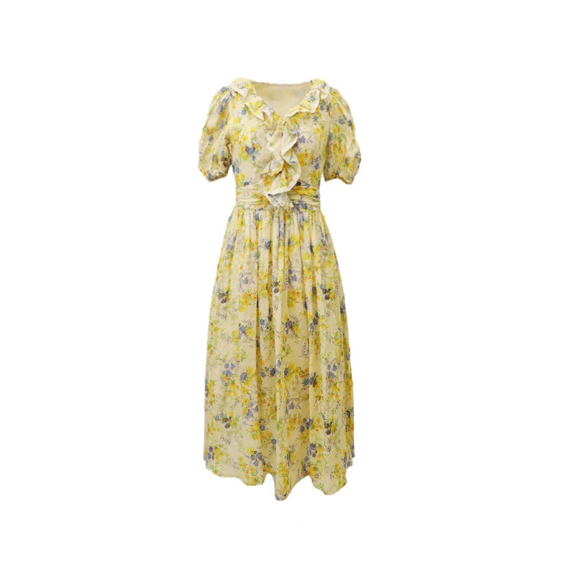 Notting Sunshine Cotton Retro Waist Pulling Dress
