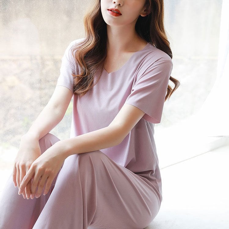 Soft  Ice Silk Two Piece Set